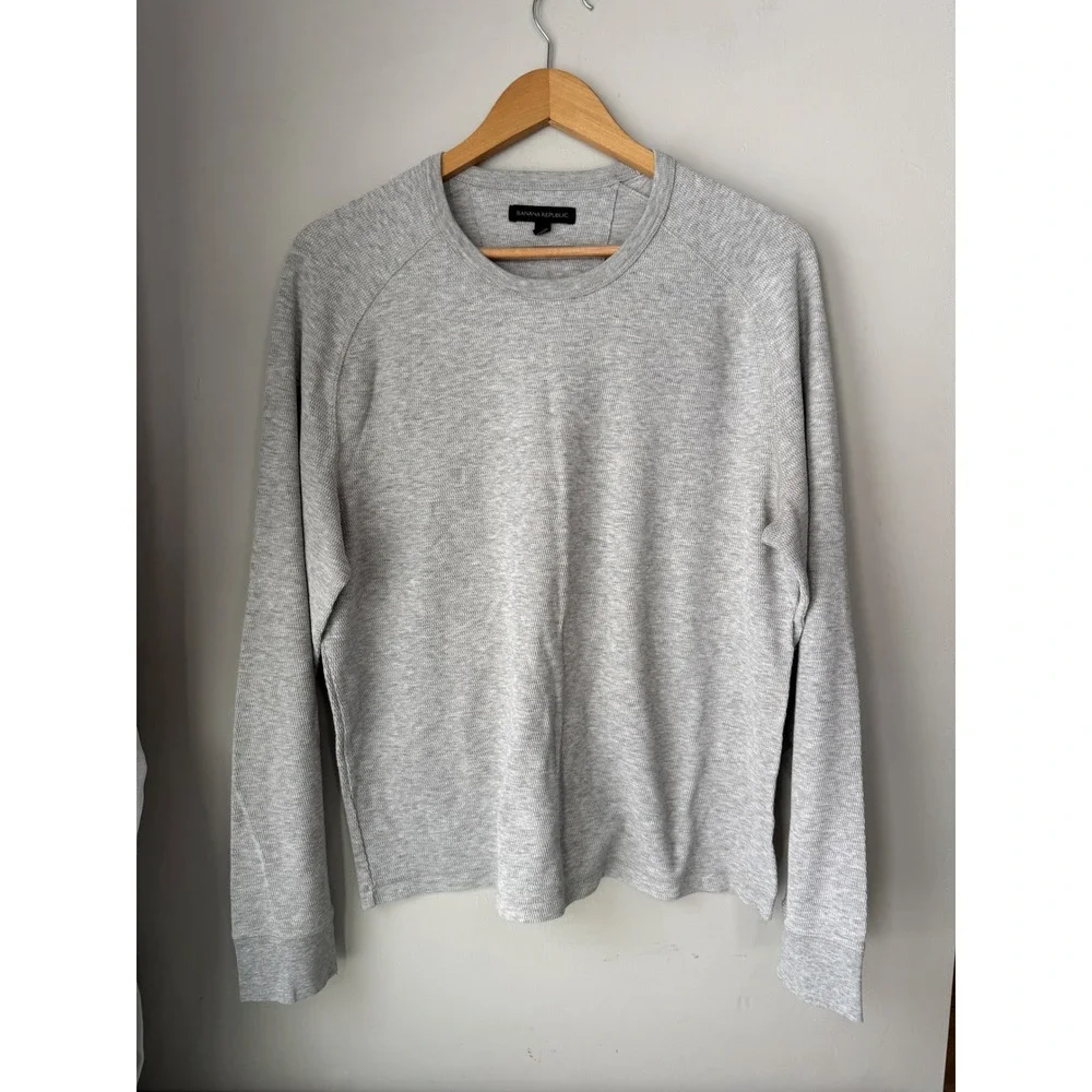 Banana Republic Mens Gray Long Sleeve Raglan Thermal Knit Shirt Size‎ Large